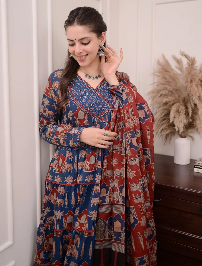 Traditional Anarkali Suit With Dupatta