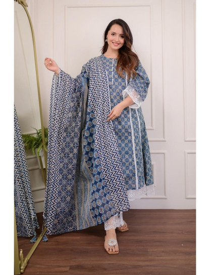 Beautiful Elegant A-Line Suit With Dupatta