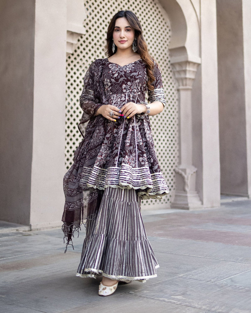 DESIGNER BLACK SHARARA SUIT WITH DUPATTA