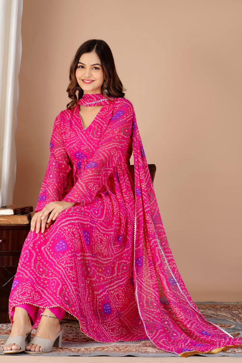 JAIPURI BHANDINI ALIA CUT SUIT WITH DUPATTA