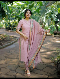 Premium South Handloom Suit With Dupatta