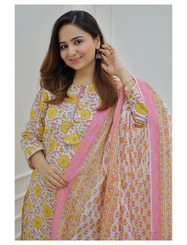 Beautiful Floral Suit Set with Dupatta