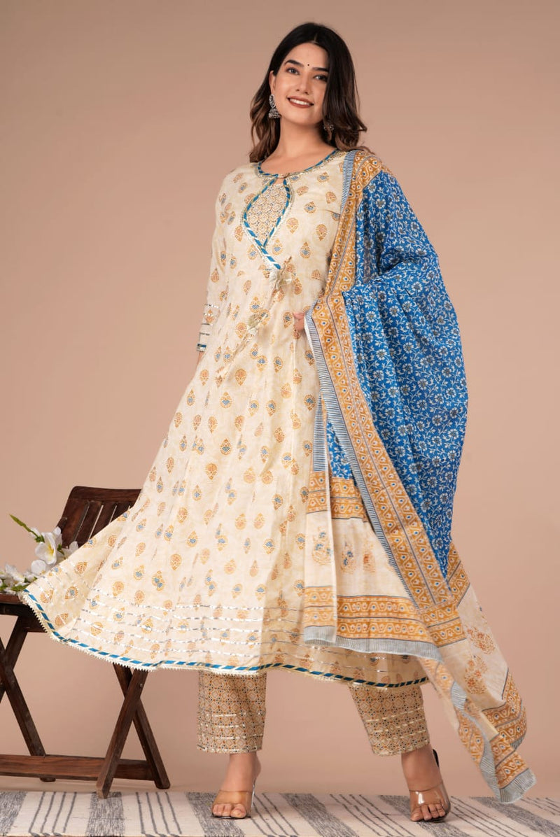 BEAUTIFUL HANDBLOCK PRINTED ANARKALI SUIT