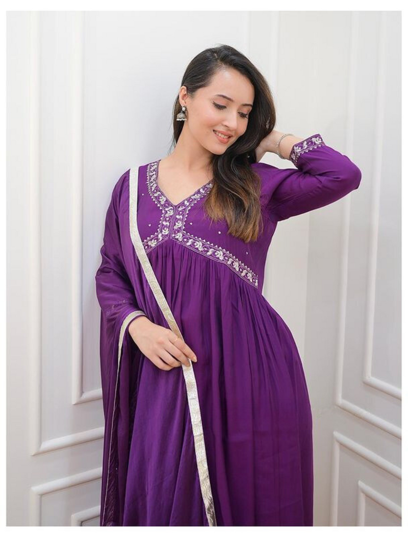 Elegant Traditional Suit With Dupatta