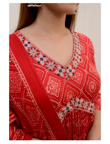 Beautiful Red Nayra Suit Set with Dupatta