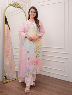 Premium Pink Embroidered Suit With Dupatta