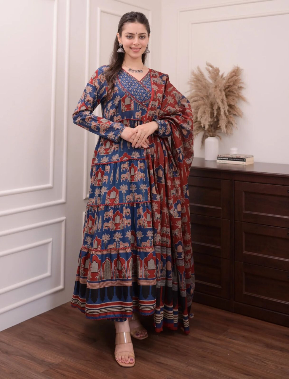 Traditional Anarkali Suit With Dupatta