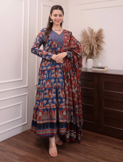 Traditional Anarkali Suit With Dupatta