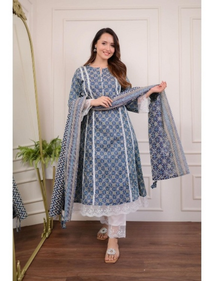 Beautiful Elegant A-Line Suit With Dupatta