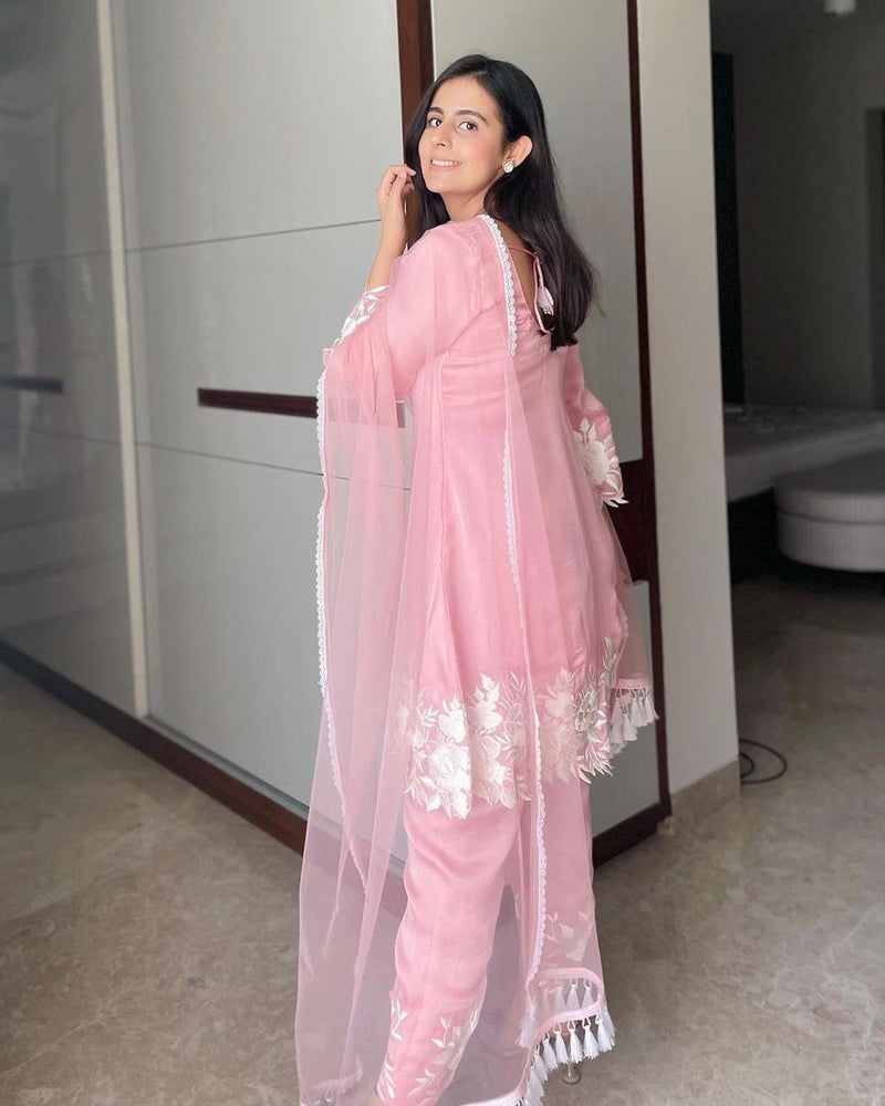 Pink Embroidery Suit with Dupatta