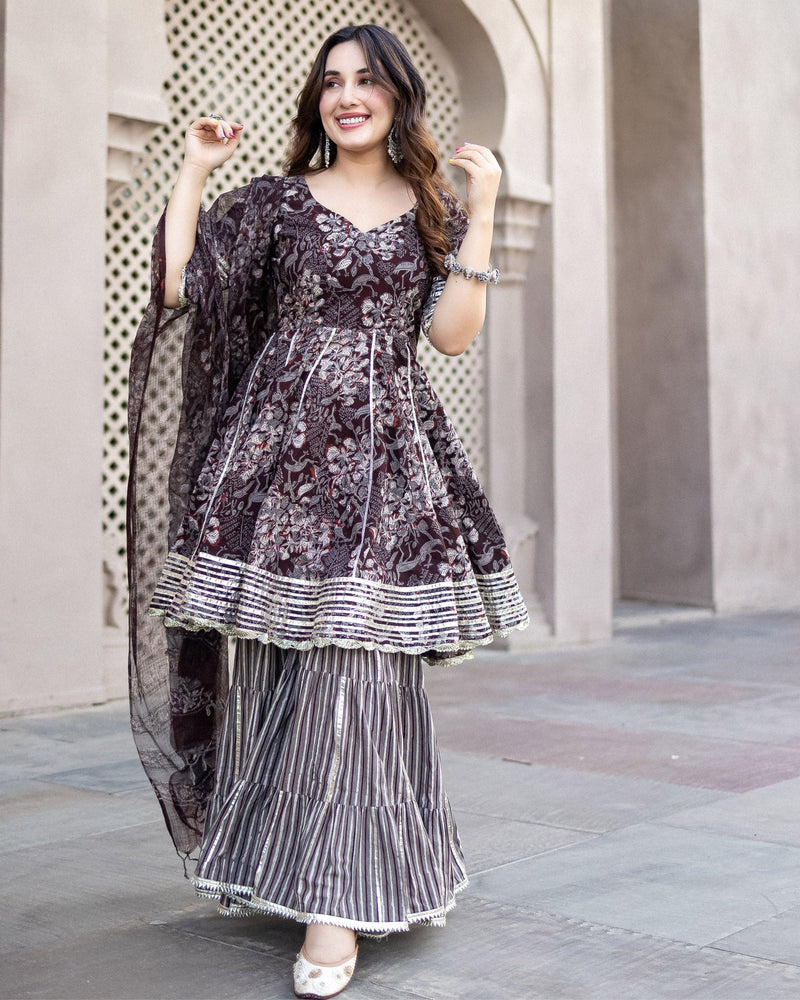 DESIGNER BLACK SHARARA SUIT WITH DUPATTA