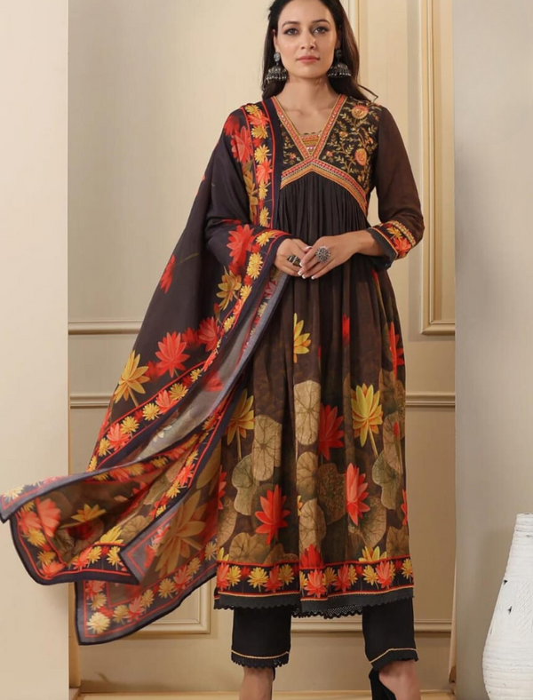 MUSLIN ALIA CUT & NAYRA CUT SUIT WITH DUPATTA