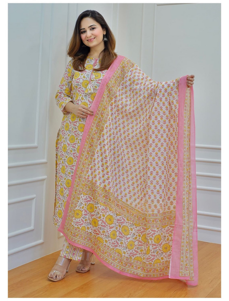 Beautiful Floral Suit Set with Dupatta