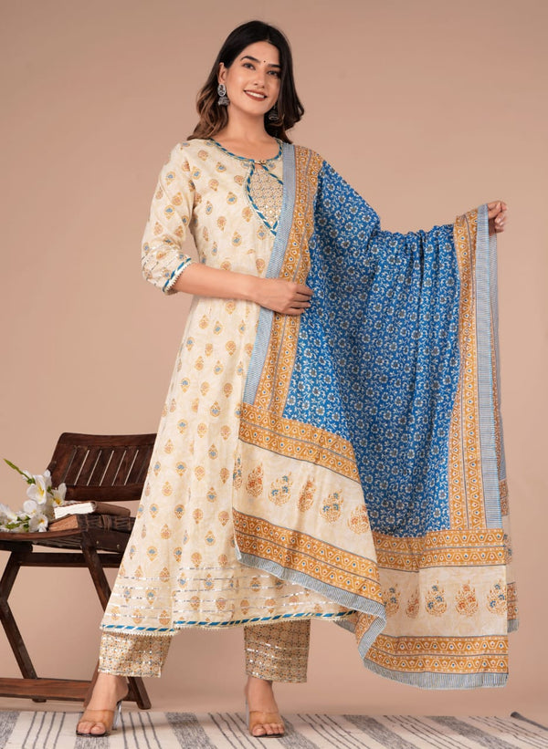 BEAUTIFUL HANDBLOCK PRINTED ANARKALI SUIT