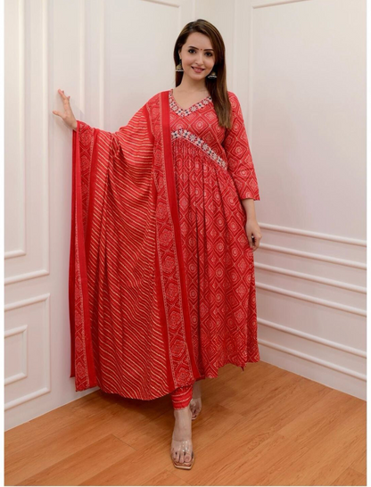 Beautiful Red Nayra Suit Set with Dupatta