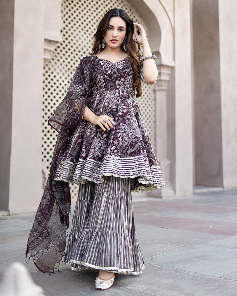 DESIGNER BLACK SHARARA SUIT WITH DUPATTA