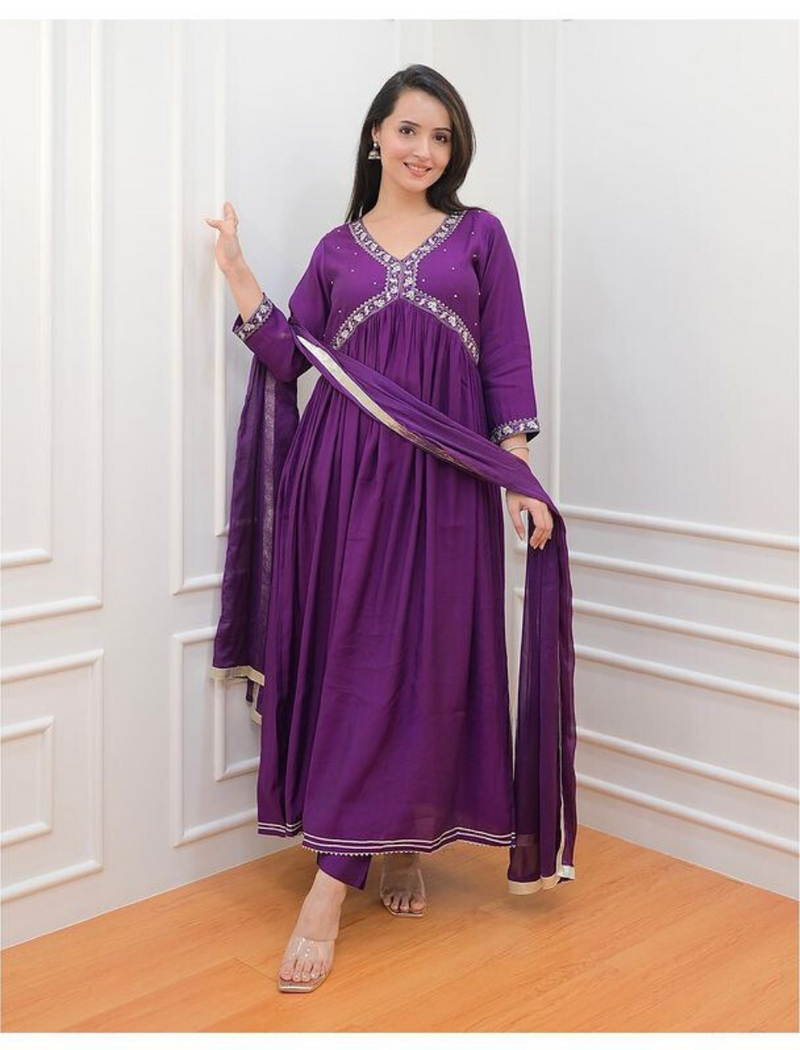 Elegant Traditional Suit With Dupatta