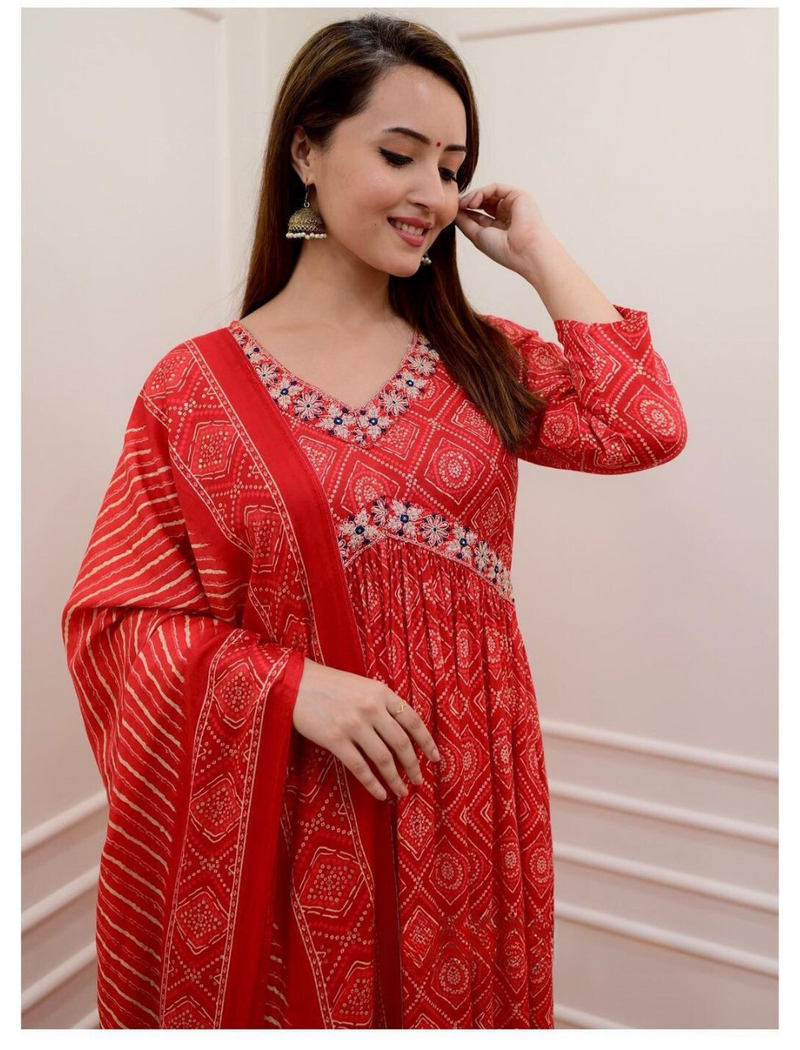 Beautiful Red Nayra Suit Set with Dupatta