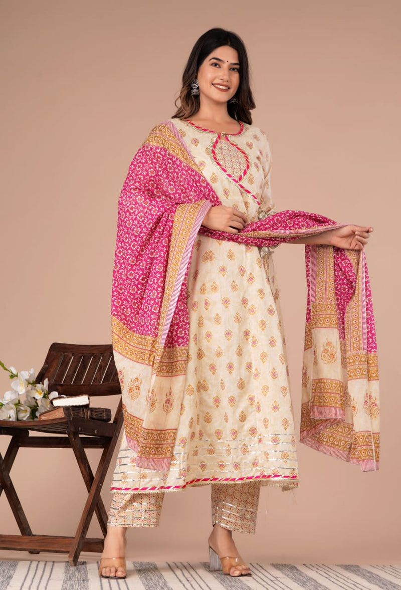 BEAUTIFUL HANDBLOCK PRINTED ANARKALI SUIT