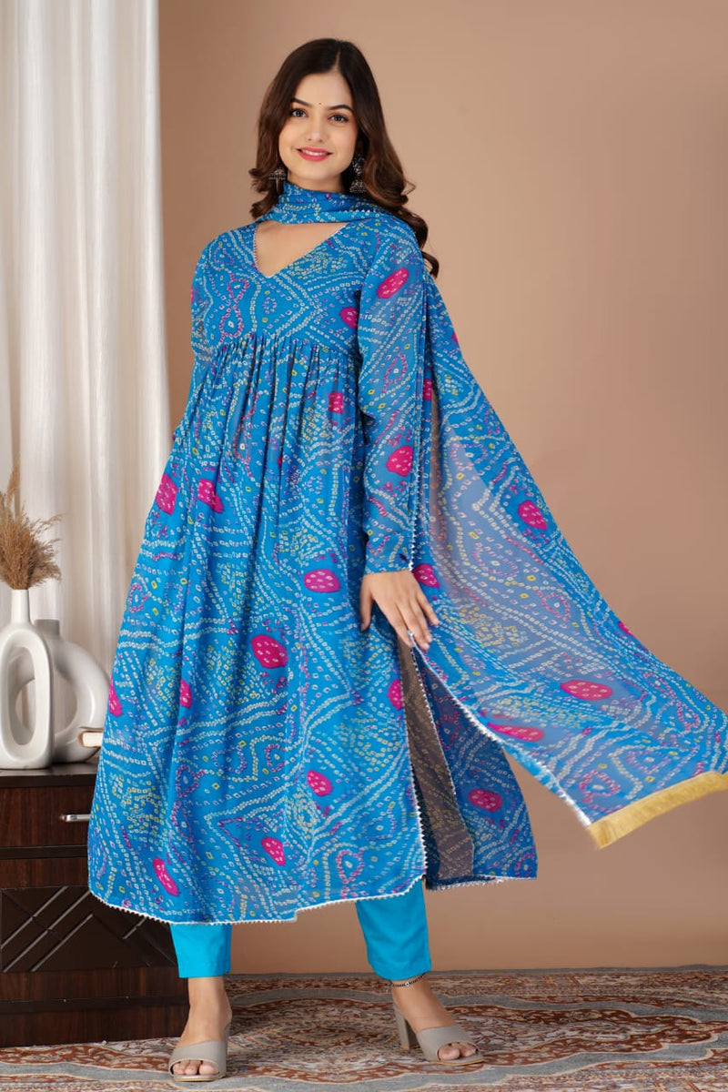 JAIPURI BHANDINI ALIA CUT SUIT WITH DUPATTA