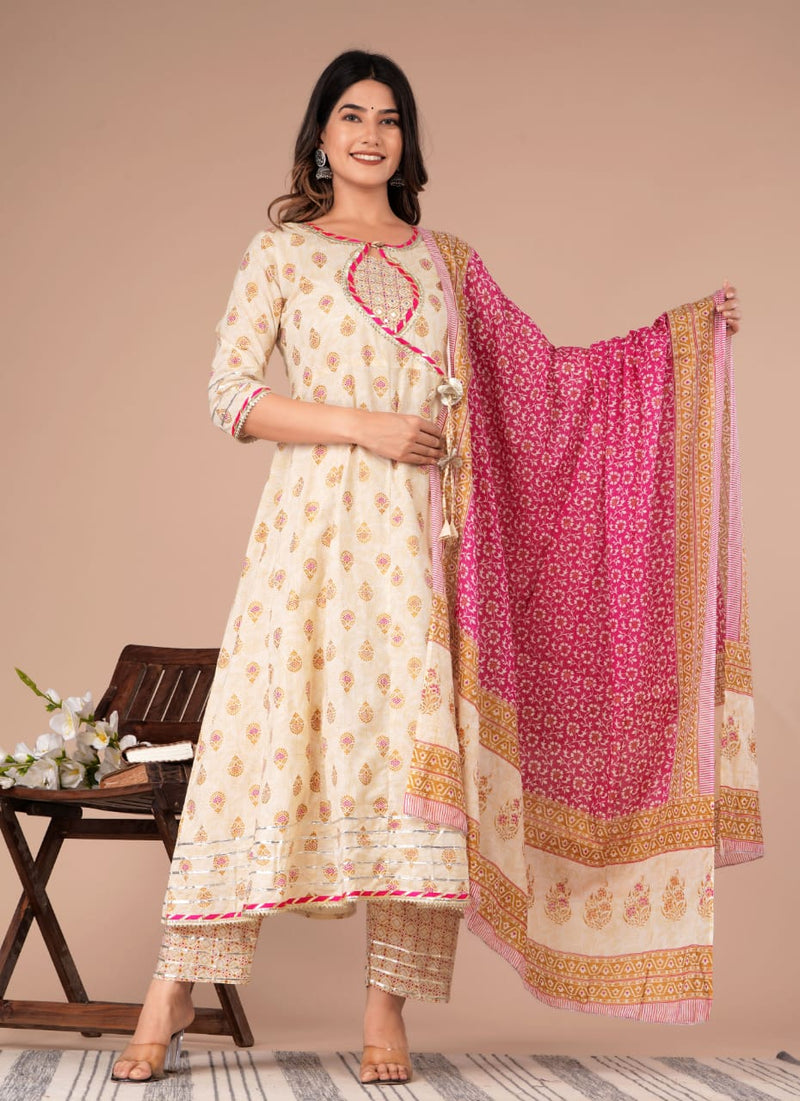 BEAUTIFUL HANDBLOCK PRINTED ANARKALI SUIT