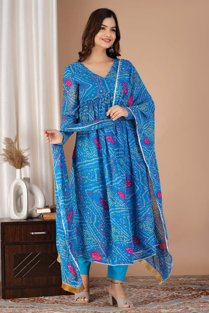 JAIPURI BHANDINI ALIA CUT SUIT WITH DUPATTA