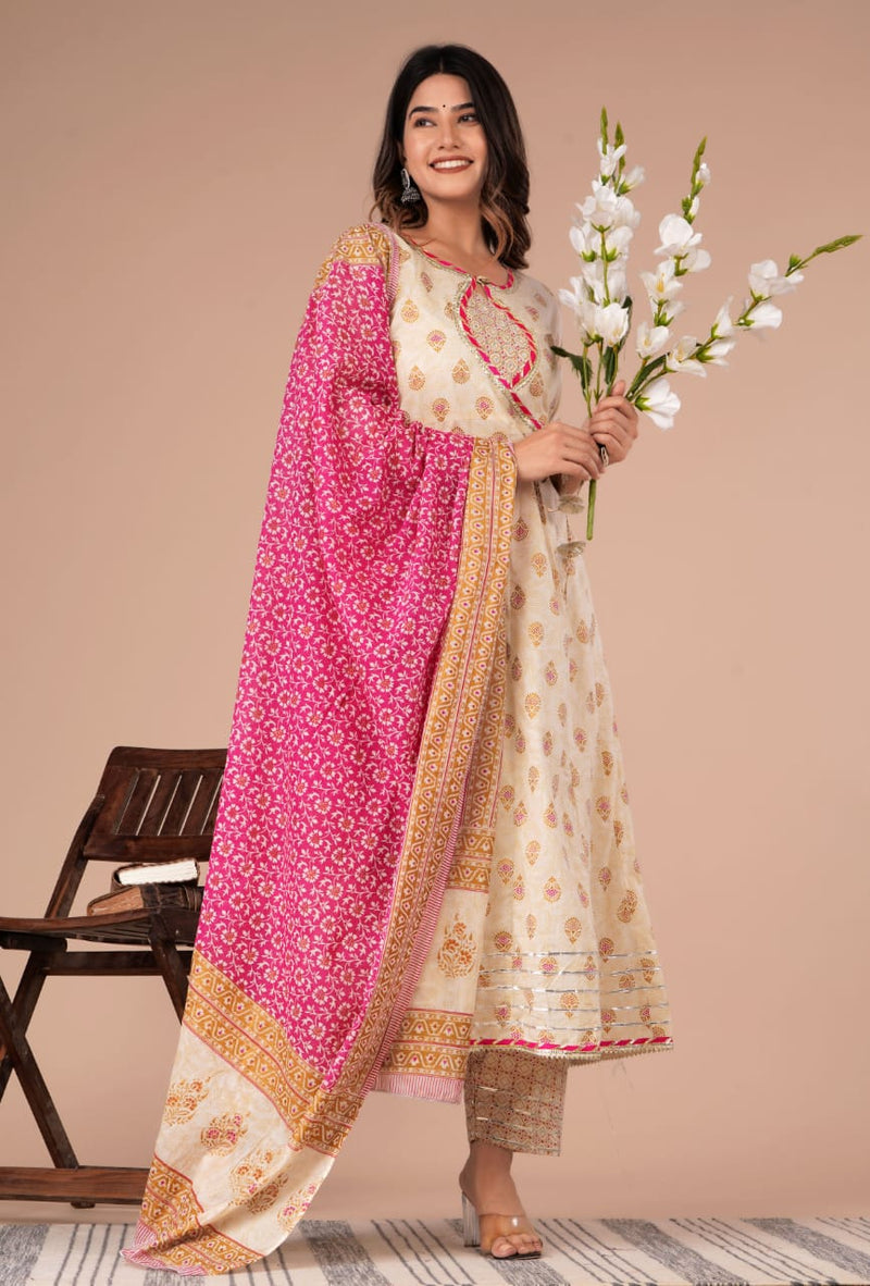 BEAUTIFUL HANDBLOCK PRINTED ANARKALI SUIT