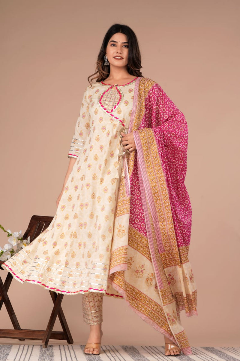 BEAUTIFUL HANDBLOCK PRINTED ANARKALI SUIT