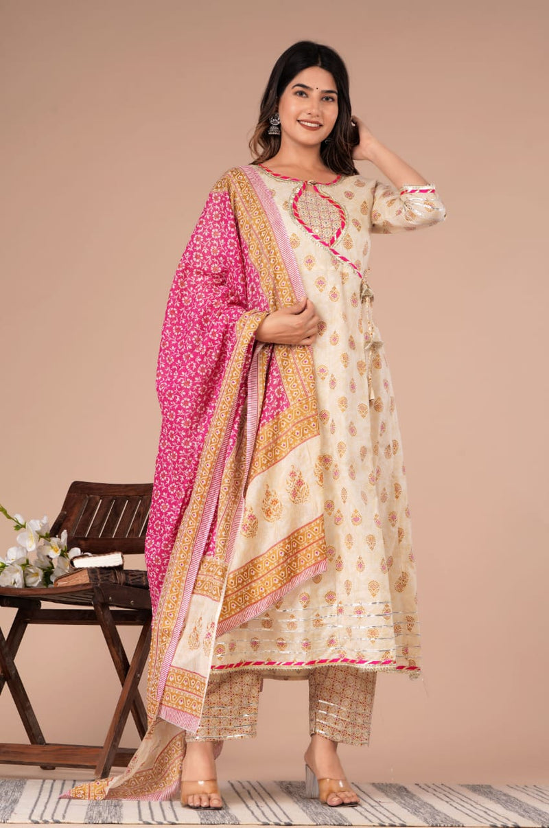 BEAUTIFUL HANDBLOCK PRINTED ANARKALI SUIT