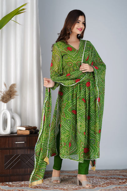 JAIPURI BHANDINI ALIA CUT SUIT WITH DUPATTA