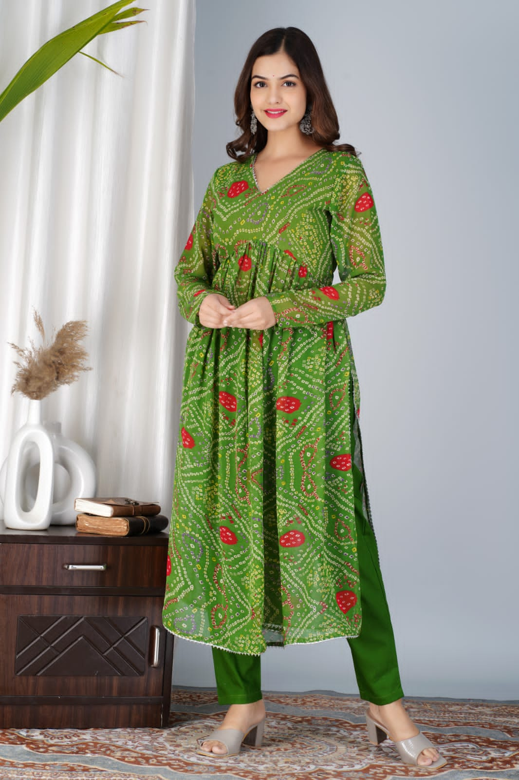 JAIPURI BHANDINI ALIA CUT SUIT WITH DUPATTA