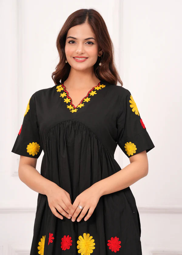 Embroidered Cotton Kurta and Pant Set