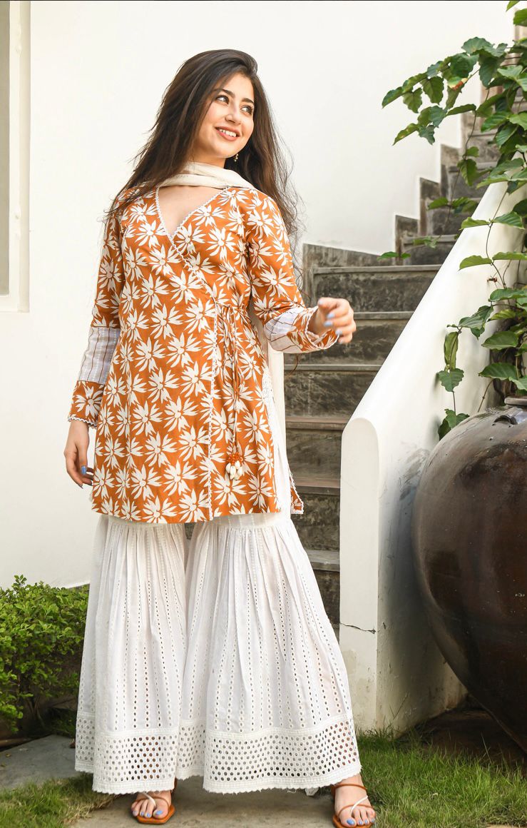 ANAGRAKHA PATTERN KURTI WITH SHARARA & DUPATTA