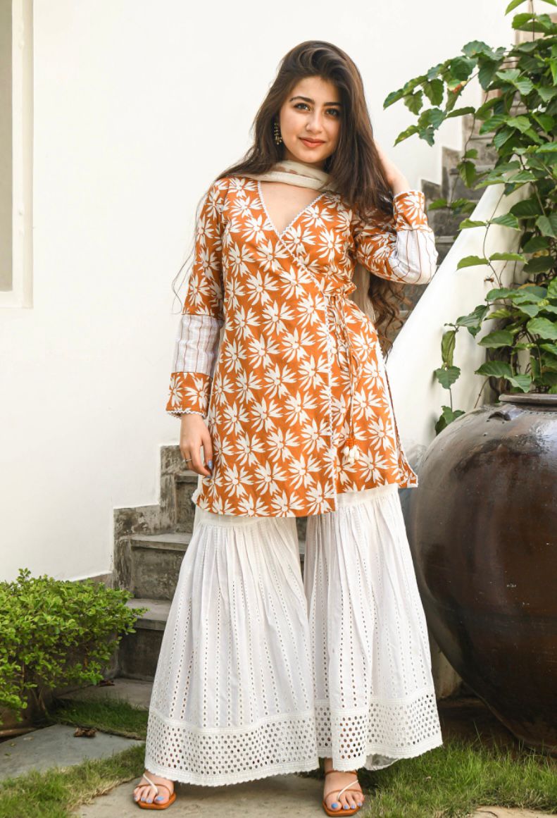 ANAGRAKHA PATTERN KURTI WITH SHARARA & DUPATTA