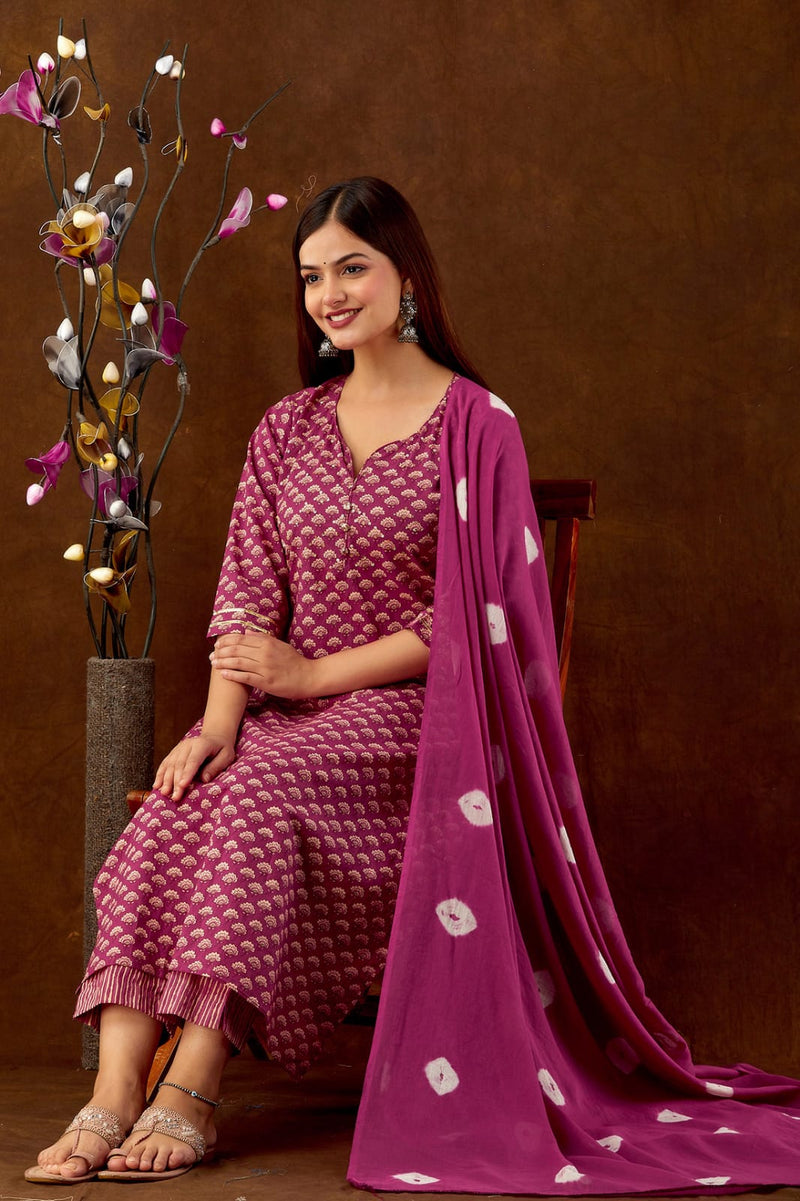 Ruby Pink Sequence Worked Suit with Dupatta