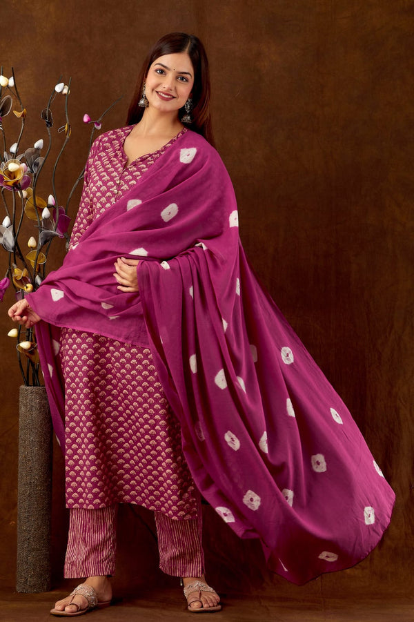 Ruby Pink Sequence Worked Suit with Dupatta