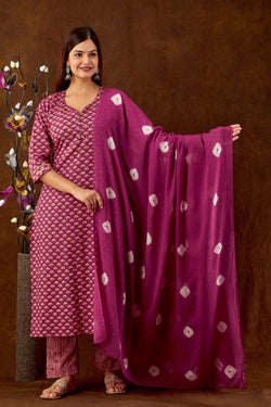 Ruby Pink Sequence Worked Suit with Dupatta