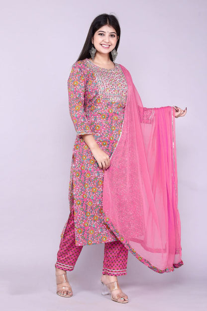 Beautiful Rose Pink Heavy Embroidery Suit With Dupatta