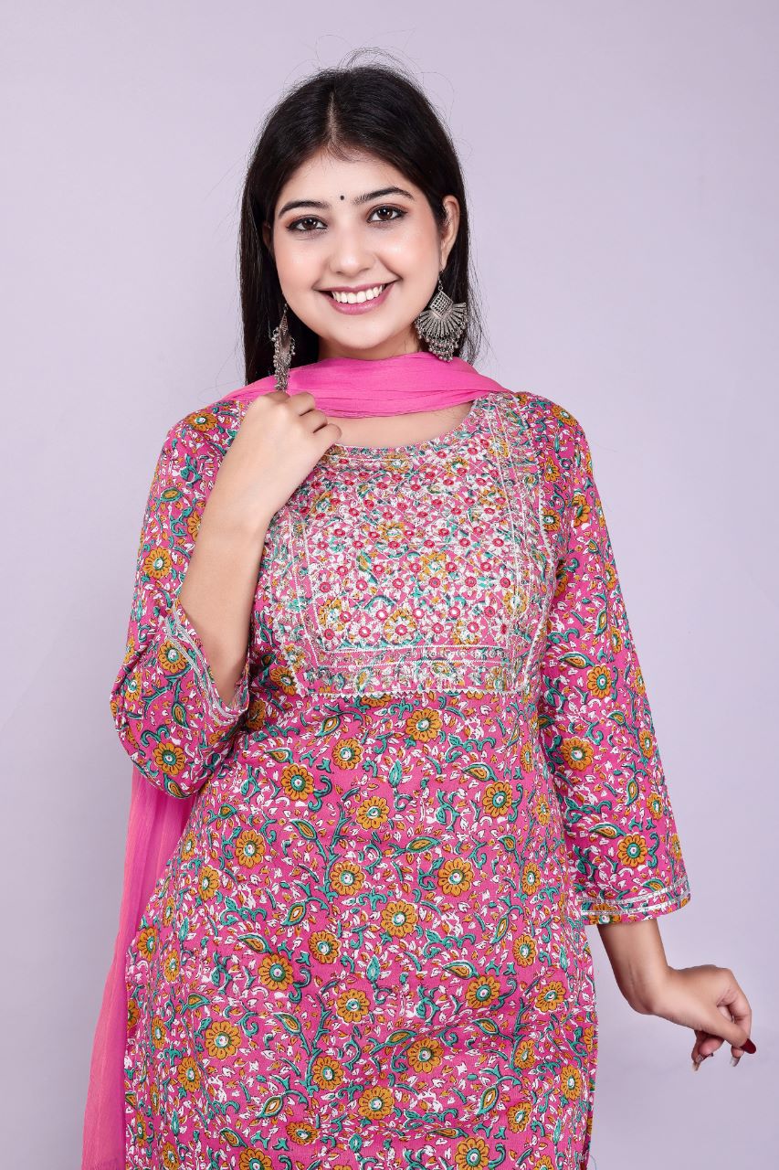 Beautiful Rose Pink Heavy Embroidery Suit With Dupatta