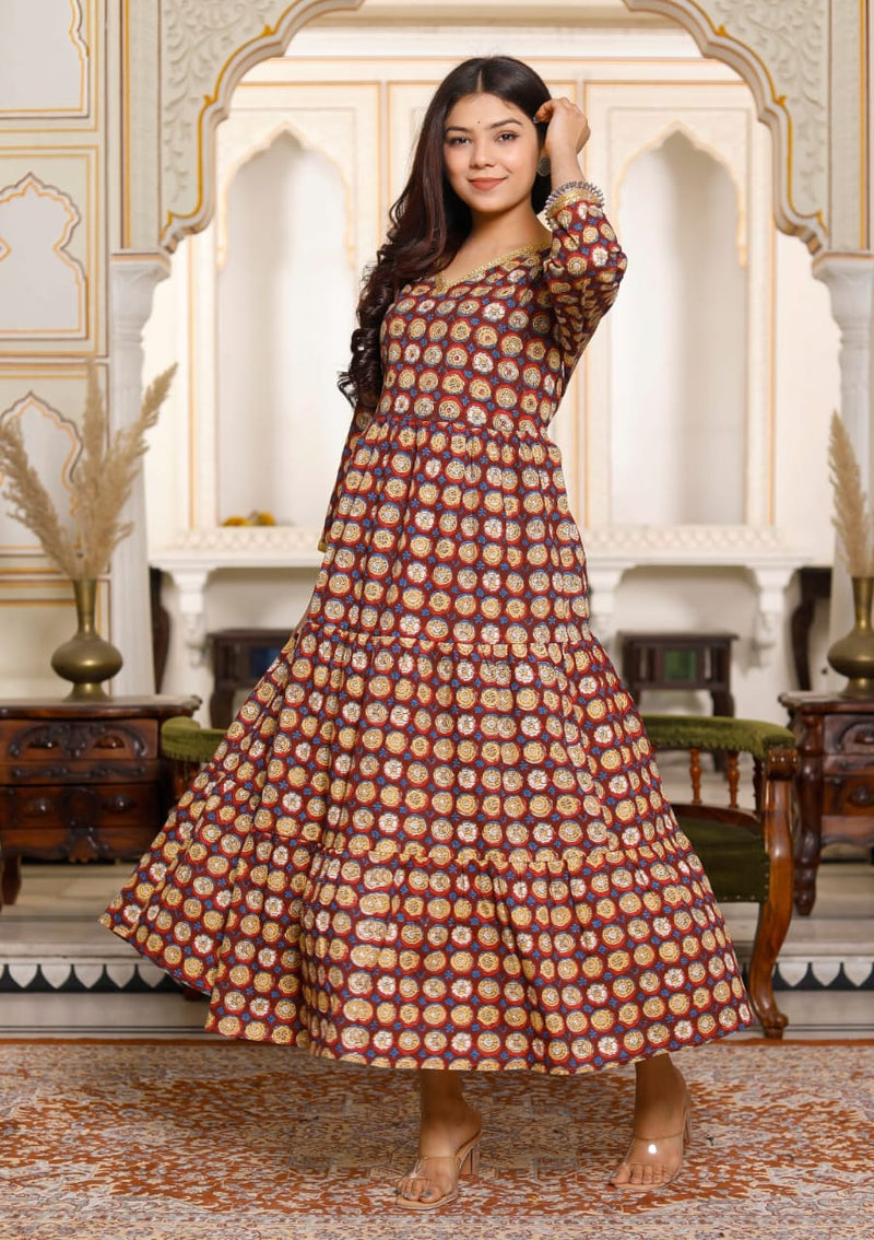 Pure Cotton Long Gown With Chanderi Dupatta