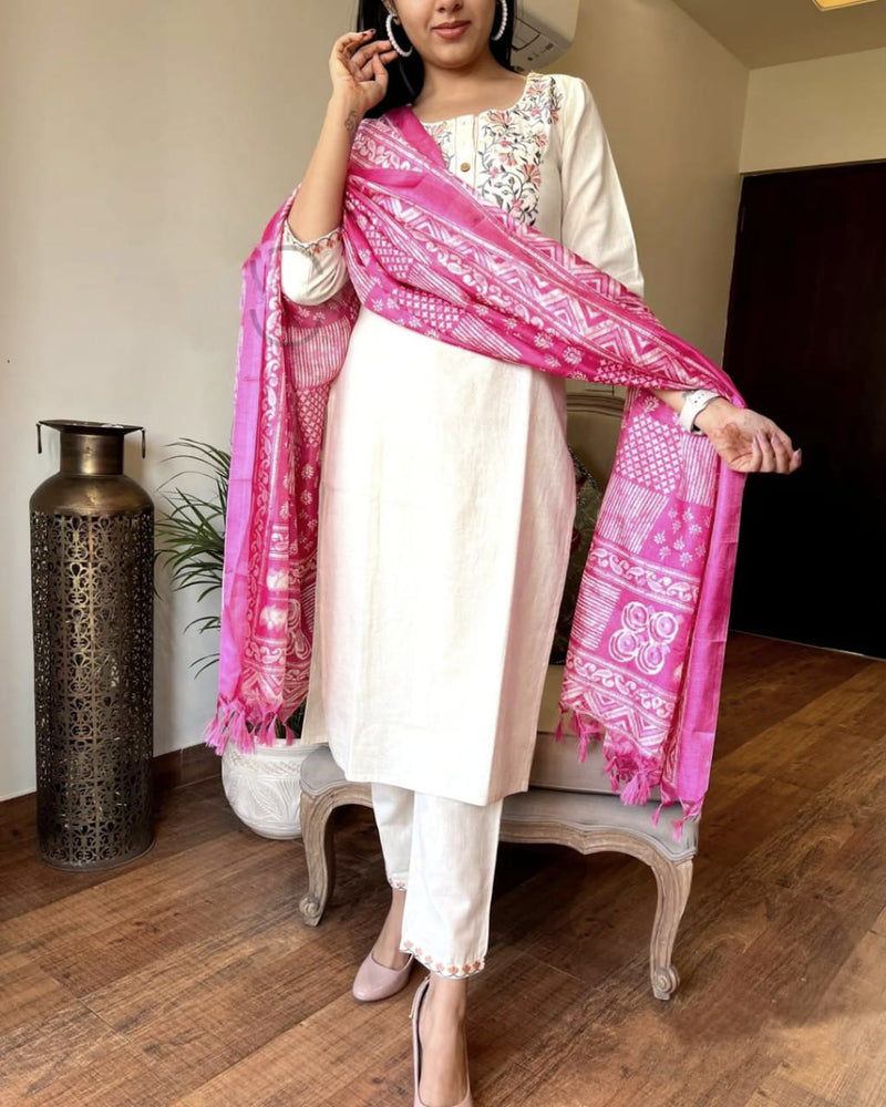 Handloom Cotton Straight Cut White kurta