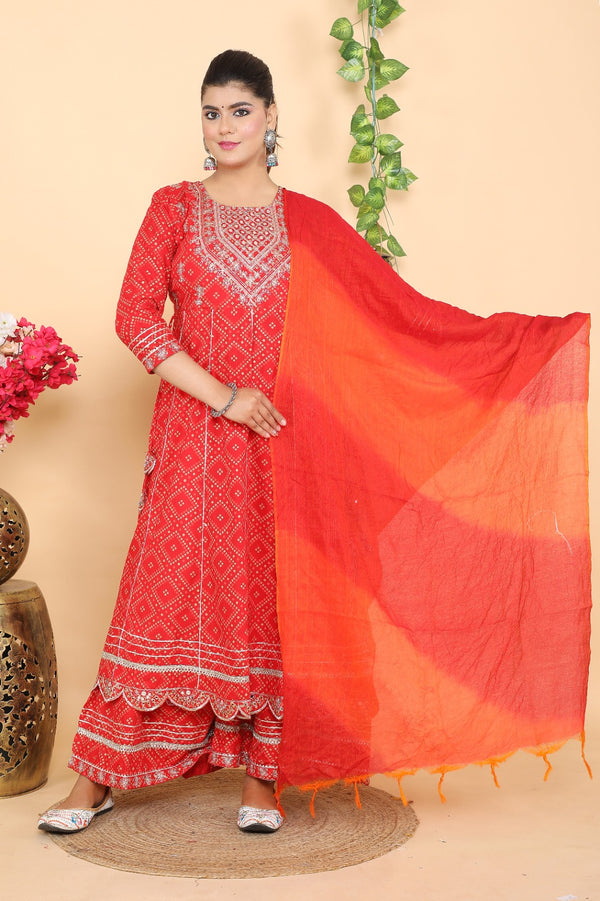 BEAUTIFUL ORANGE ANARKALI SHARARA SET