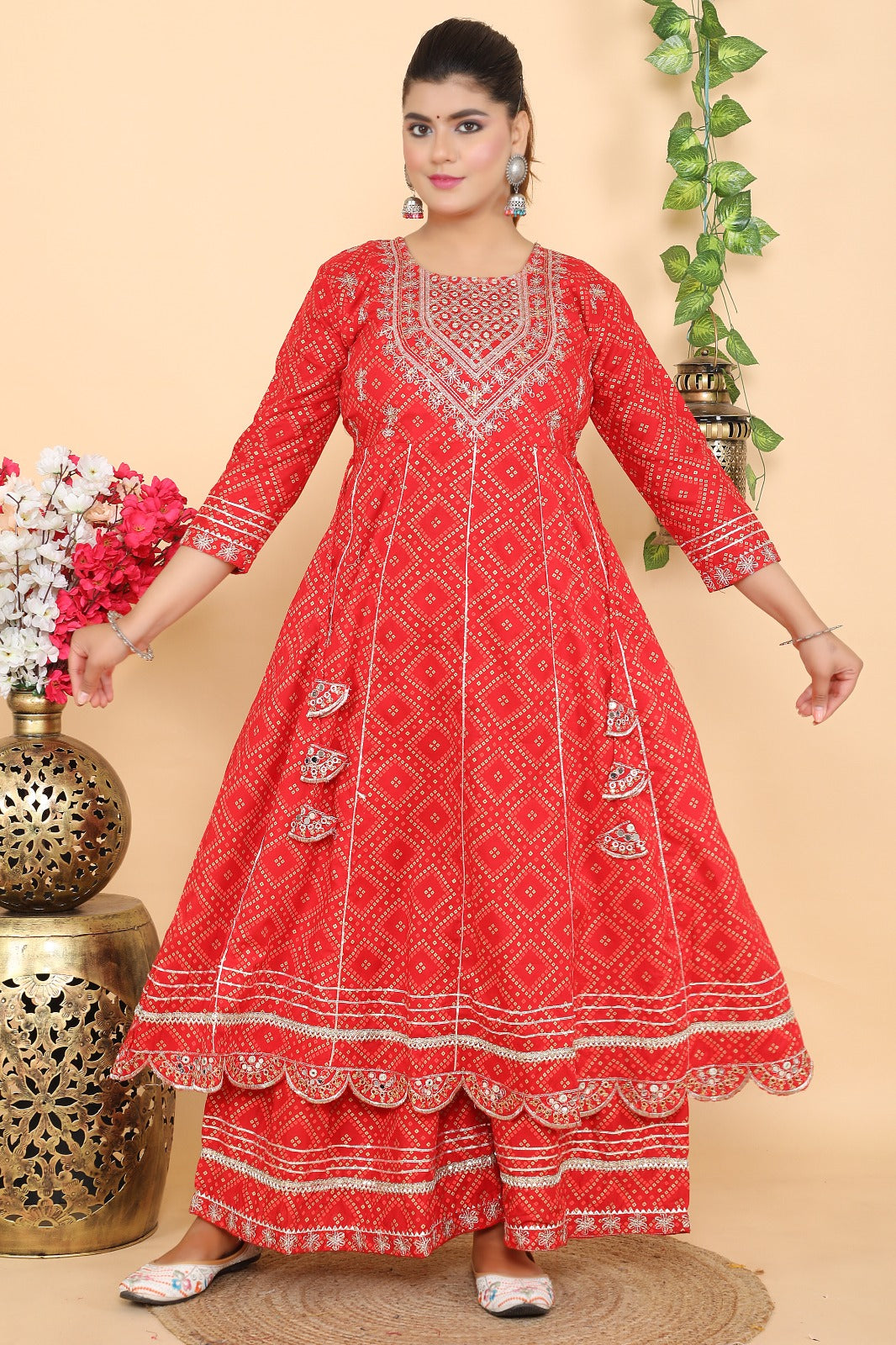 BEAUTIFUL ORANGE ANARKALI SHARARA SET