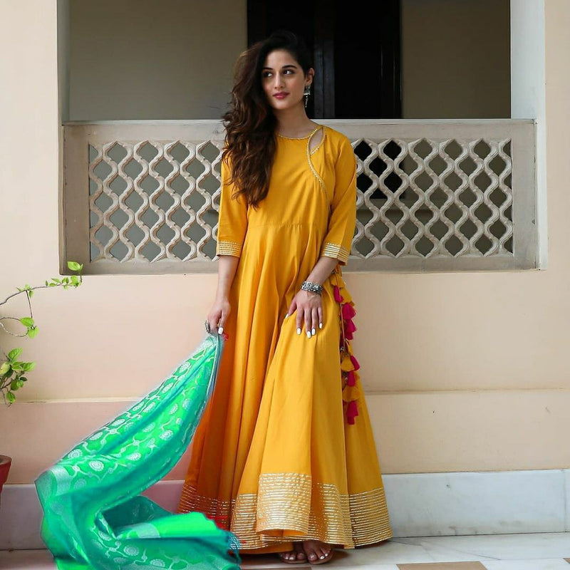 FULL FLAIR KURTI WITH BANARSI DUPATTA