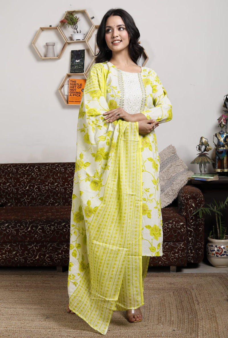 BEAUTIFUL AFGHANI LIME SUIT WITH DUPATTA