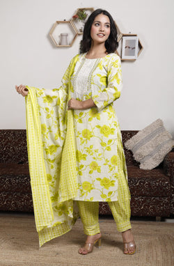 BEAUTIFUL AFGHANI LIME SUIT WITH DUPATTA