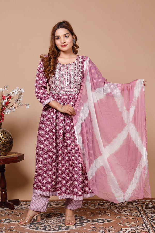 SANGANERI BLOCK PRINT SUIT WITH DUPATTA