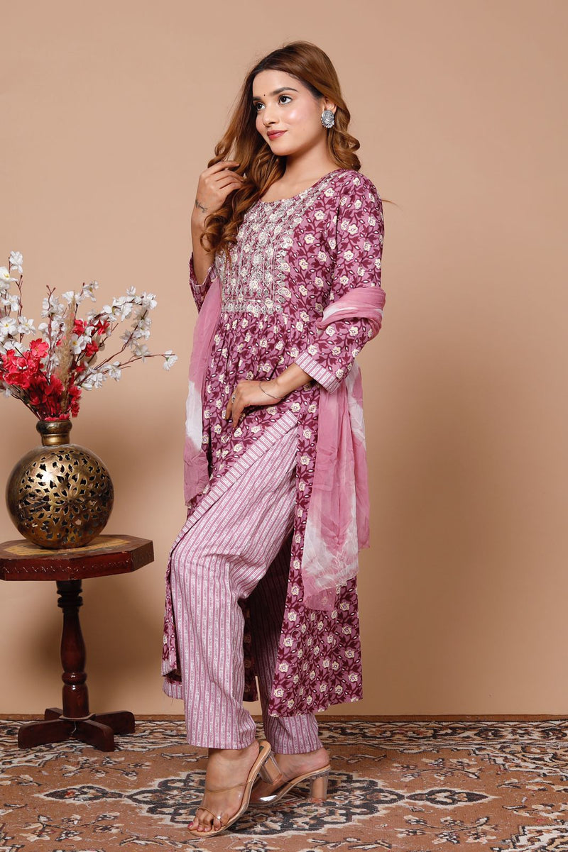 SANGANERI BLOCK PRINT SUIT WITH DUPATTA