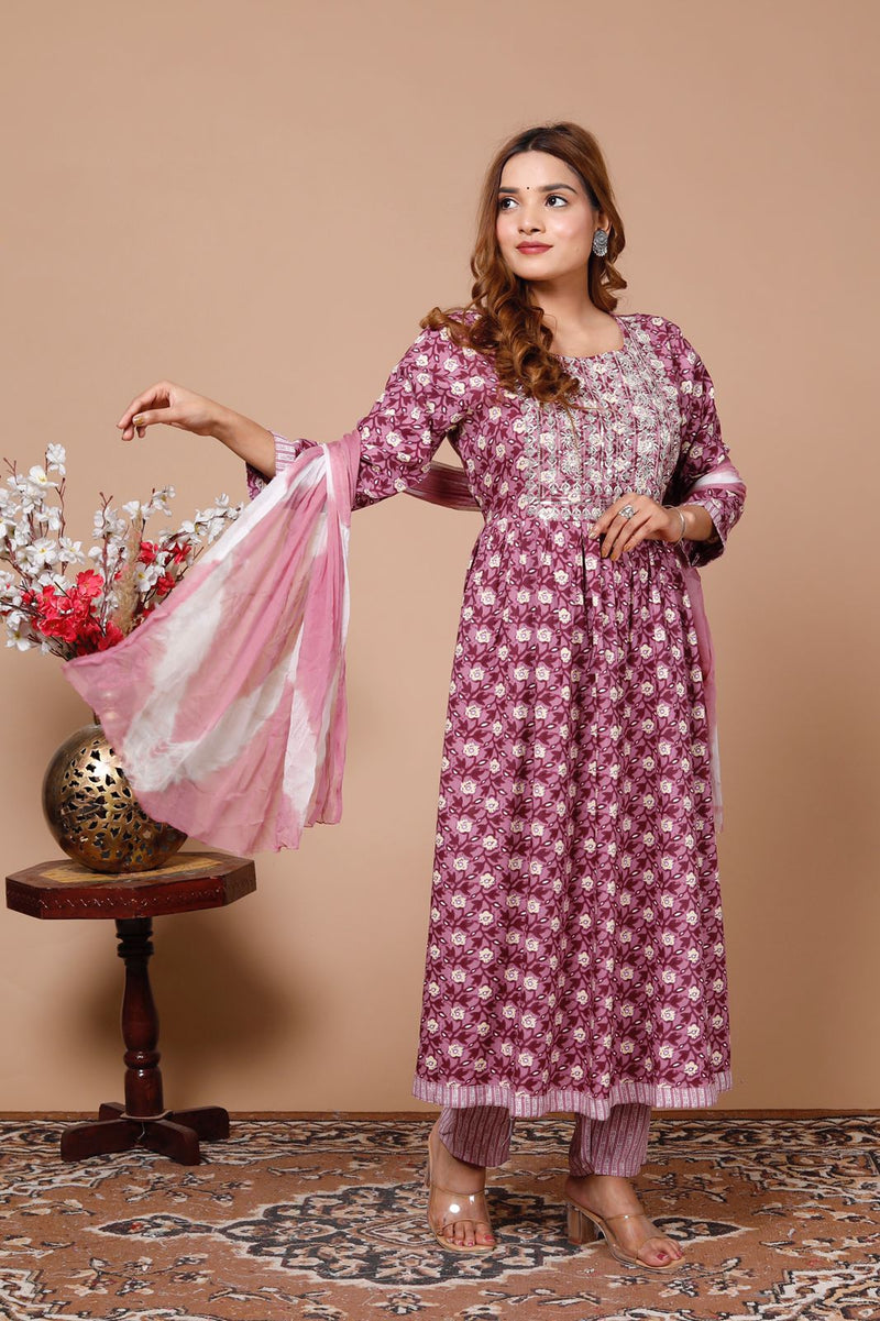 SANGANERI BLOCK PRINT SUIT WITH DUPATTA