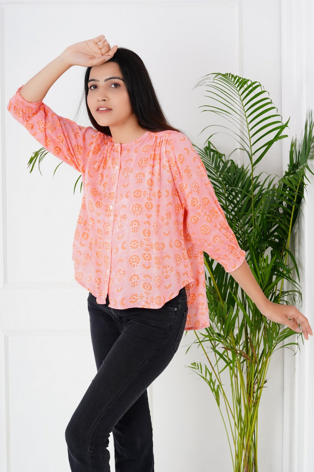 PINK FLORAL ELEMENTED TOP